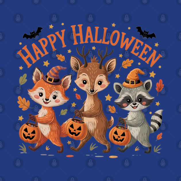 Adorable Fox, Deer, and Raccoon in Halloween Costumes by BirdsnStuff