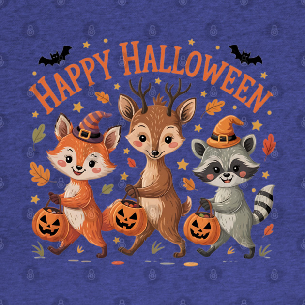 Adorable Fox, Deer, and Raccoon in Halloween Costumes by BirdsnStuff