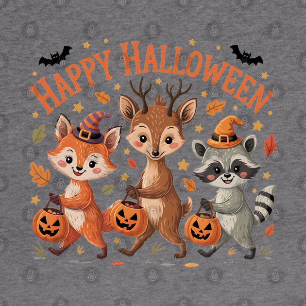 Adorable Fox, Deer, and Raccoon in Halloween Costumes by BirdsnStuff