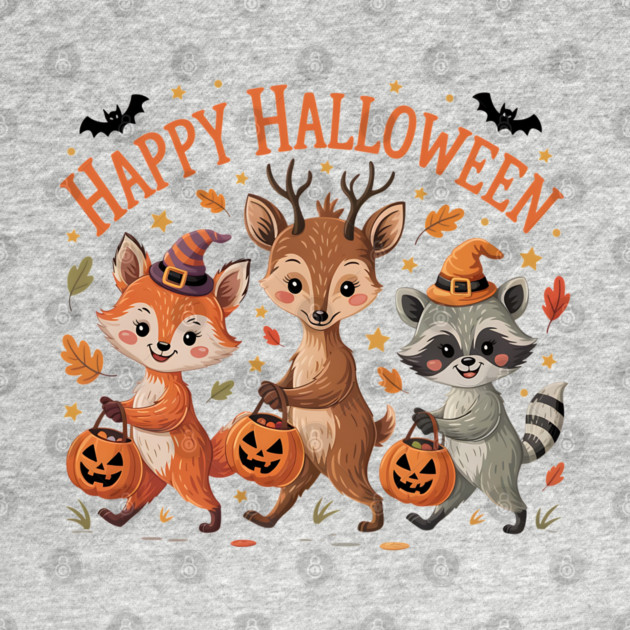 Adorable Fox, Deer, and Raccoon in Halloween Costumes by BirdsnStuff
