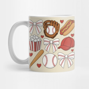 Coquette Baseball Bow | Cute Game Day Gift for Girls, Cheer Moms & Baseball Mamas Mug