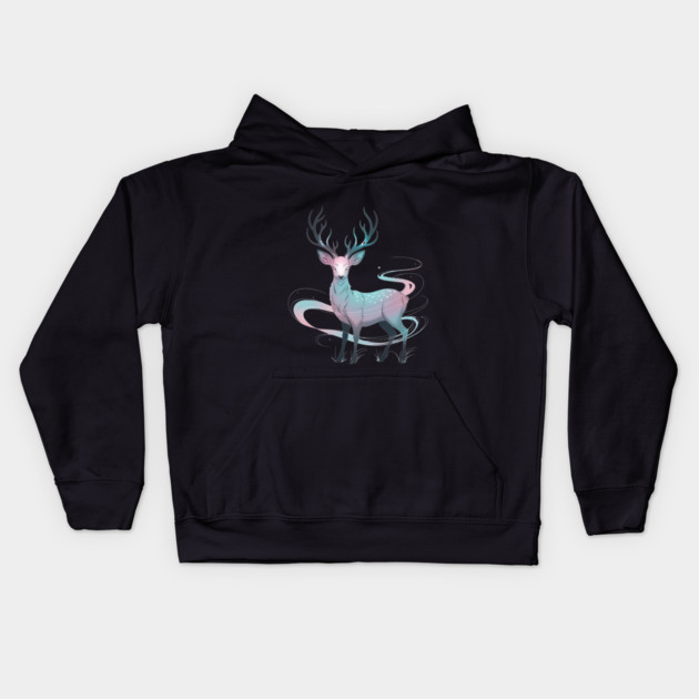 Fantasy Spirit Deer with Mystical Energy Kids Hoodie by BirdsnStuff