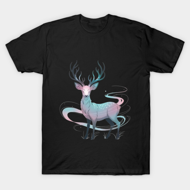 Fantasy Spirit Deer with Mystical Energy T-Shirt by BirdsnStuff