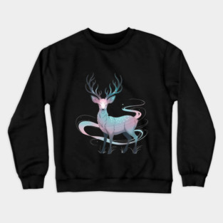 Fantasy Spirit Deer with Mystical Energy Crewneck Sweatshirt