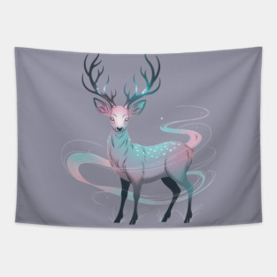 Fantasy Spirit Deer with Mystical Energy Tapestry
