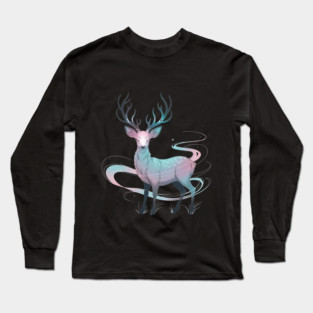 Fantasy Spirit Deer with Mystical Energy Long Sleeve T-Shirt