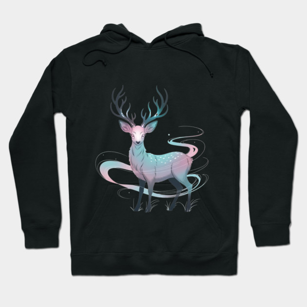 Fantasy Spirit Deer with Mystical Energy Hoodie by BirdsnStuff