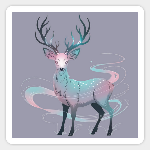 Fantasy Spirit Deer with Mystical Energy Magnet by BirdsnStuff
