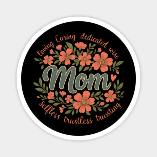 She is Mom | Boho Floral Mother’s Day Gift for Loving, Caring, Dedicated Mamas Magnet