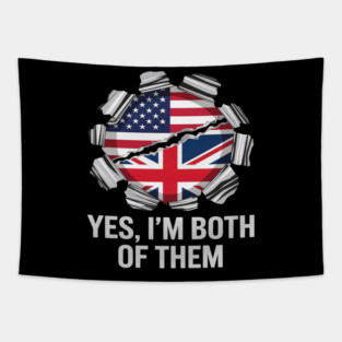 Half American Half British USA England Flag Mens Womens Tapestry