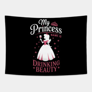 Princess Drinking Wine Funny Humor Joke Tapestry