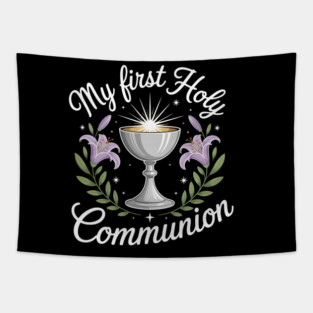 My First Holy Communion - Chalice Lilies Symbolic Tapestry
