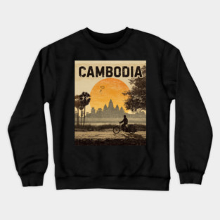 A Vintage Illustration of Cambodia Crewneck Sweatshirt