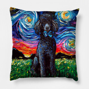Black Poodle Night Pillow
