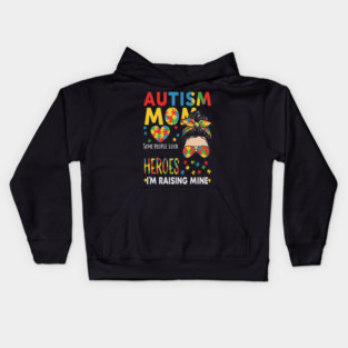 Autism Mom Tee - Raising My Superhero Design Kids Hoodie