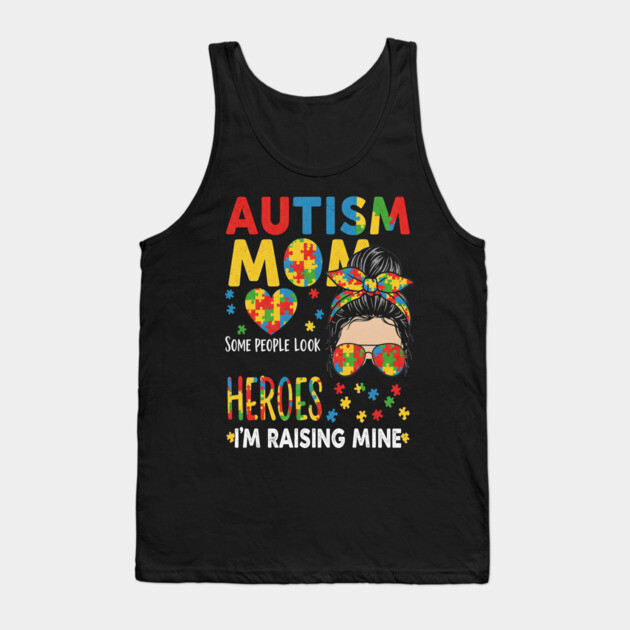 Autism Mom Tee - Raising My Superhero Design Tank Top by OUTFITPAW