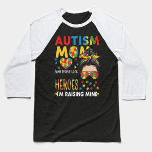Autism Mom Tee - Raising My Superhero Design Baseball T-Shirt
