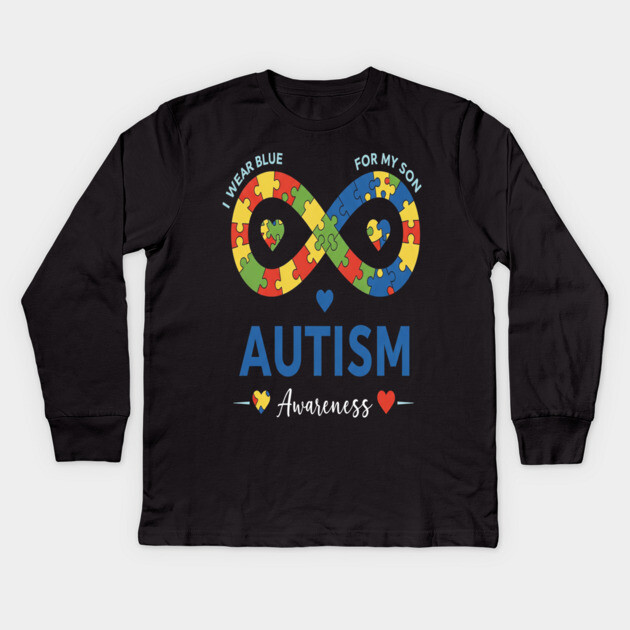 Autism Son Tee - Infinity Love Awareness Design Kids Long Sleeve T-Shirt by OUTFITPAW