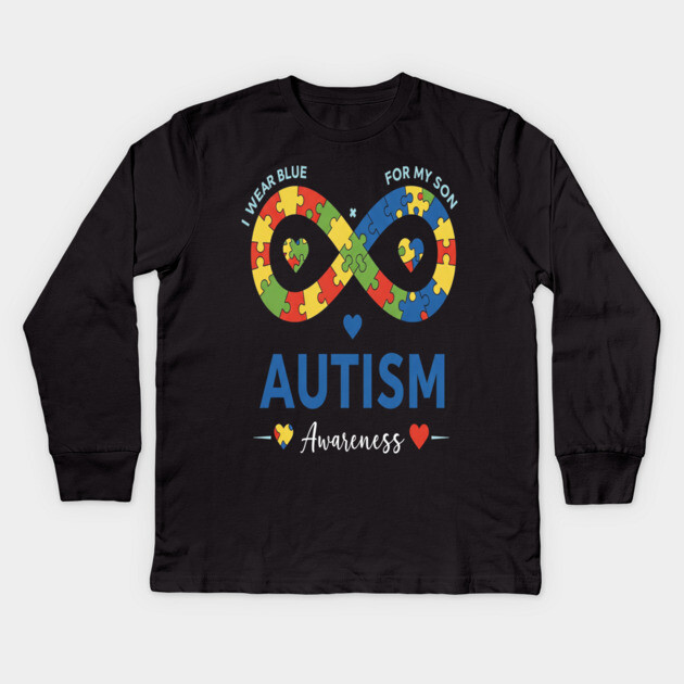 Autism Son Tee - Infinity Love Awareness Design Kids Long Sleeve T-Shirt by OUTFITPAW
