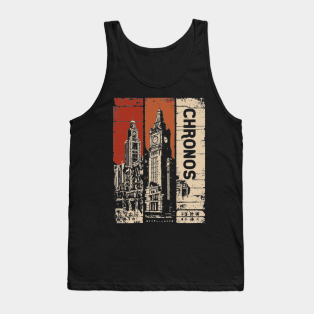 Chronos – Time Travel Aesthetic Vintage Clock Tower Poster Tank Top by TuncGK