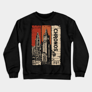 Chronos – Time Travel Aesthetic Vintage Clock Tower Poster Crewneck Sweatshirt