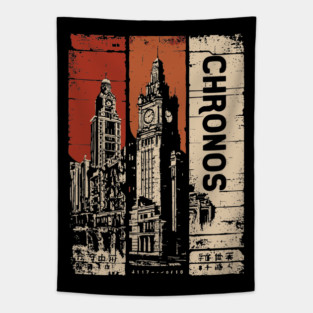 Chronos – Time Travel Aesthetic Vintage Clock Tower Poster Tapestry