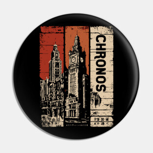 Chronos – Time Travel Aesthetic Vintage Clock Tower Poster Pin