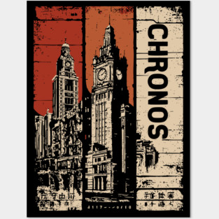 Chronos – Time Travel Aesthetic Vintage Clock Tower Poster Posters and Art
