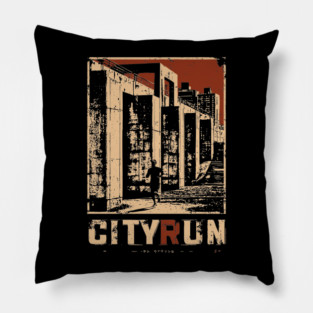 City Run – Futuristic Urban Escape Cyberpunk Poster Pillow