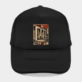 City Run – Futuristic Urban Escape Cyberpunk Poster Hat