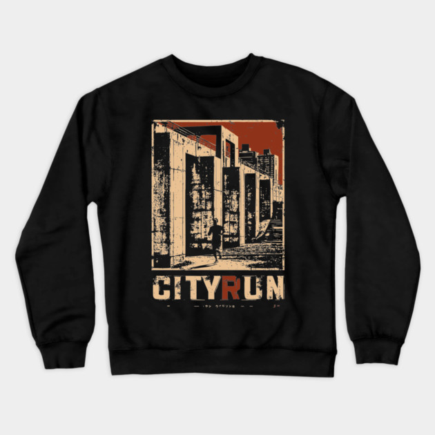 City Run – Futuristic Urban Escape Cyberpunk Poster Crewneck Sweatshirt by TuncGK