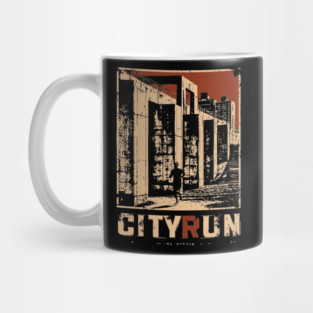 City Run – Futuristic Urban Escape Cyberpunk Poster Mug