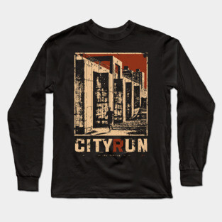 City Run – Futuristic Urban Escape Cyberpunk Poster Long Sleeve T-Shirt