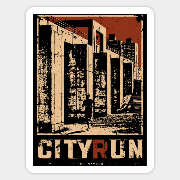 City Run – Futuristic Urban Escape Cyberpunk Poster Magnet by TuncGK