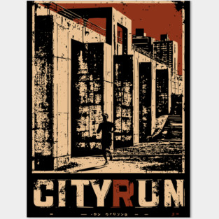 City Run – Futuristic Urban Escape Cyberpunk Poster Posters and Art