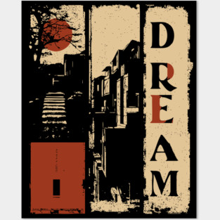 🖼️ DREAM – Surreal Vertical Typography Poster Posters and Art