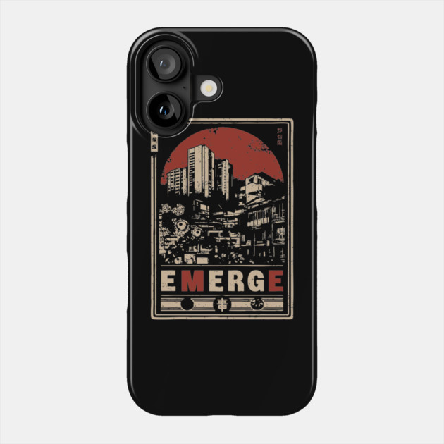 EMERGE – Red Sun Urban Skyline Philosophy Poster Phone Case by TuncGK