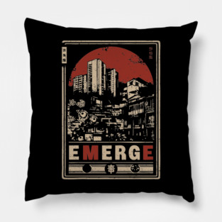 EMERGE – Red Sun Urban Skyline Philosophy Poster Pillow