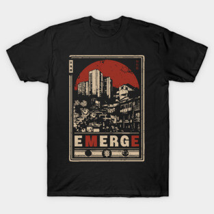 EMERGE – Red Sun Urban Skyline Philosophy Poster T-Shirt