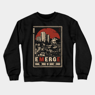 EMERGE – Red Sun Urban Skyline Philosophy Poster Crewneck Sweatshirt