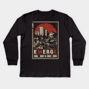 EMERGE – Red Sun Urban Skyline Philosophy Poster Kids Long Sleeve T-Shirt
