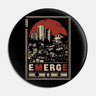 EMERGE – Red Sun Urban Skyline Philosophy Poster Pin
