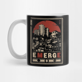 EMERGE – Red Sun Urban Skyline Philosophy Poster Mug