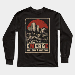 EMERGE – Red Sun Urban Skyline Philosophy Poster Long Sleeve T-Shirt