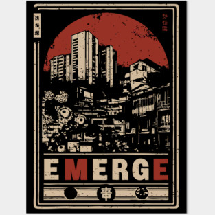 EMERGE – Red Sun Urban Skyline Philosophy Poster Posters and Art
