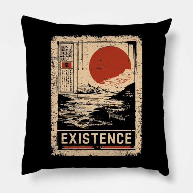 EXISTENCE – Minimalist Surreal Landscape Poster Pillow by TuncGK