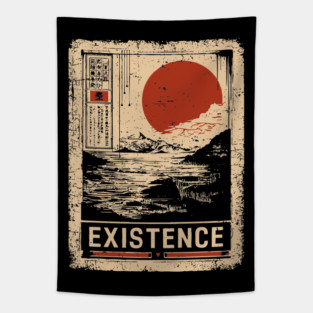 EXISTENCE – Minimalist Surreal Landscape Poster Tapestry