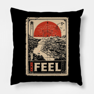 FEEL – Abstract Sun & Ocean Emotion Poster Pillow