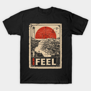 FEEL – Abstract Sun & Ocean Emotion Poster T-Shirt