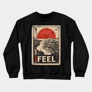 FEEL – Abstract Sun & Ocean Emotion Poster Crewneck Sweatshirt